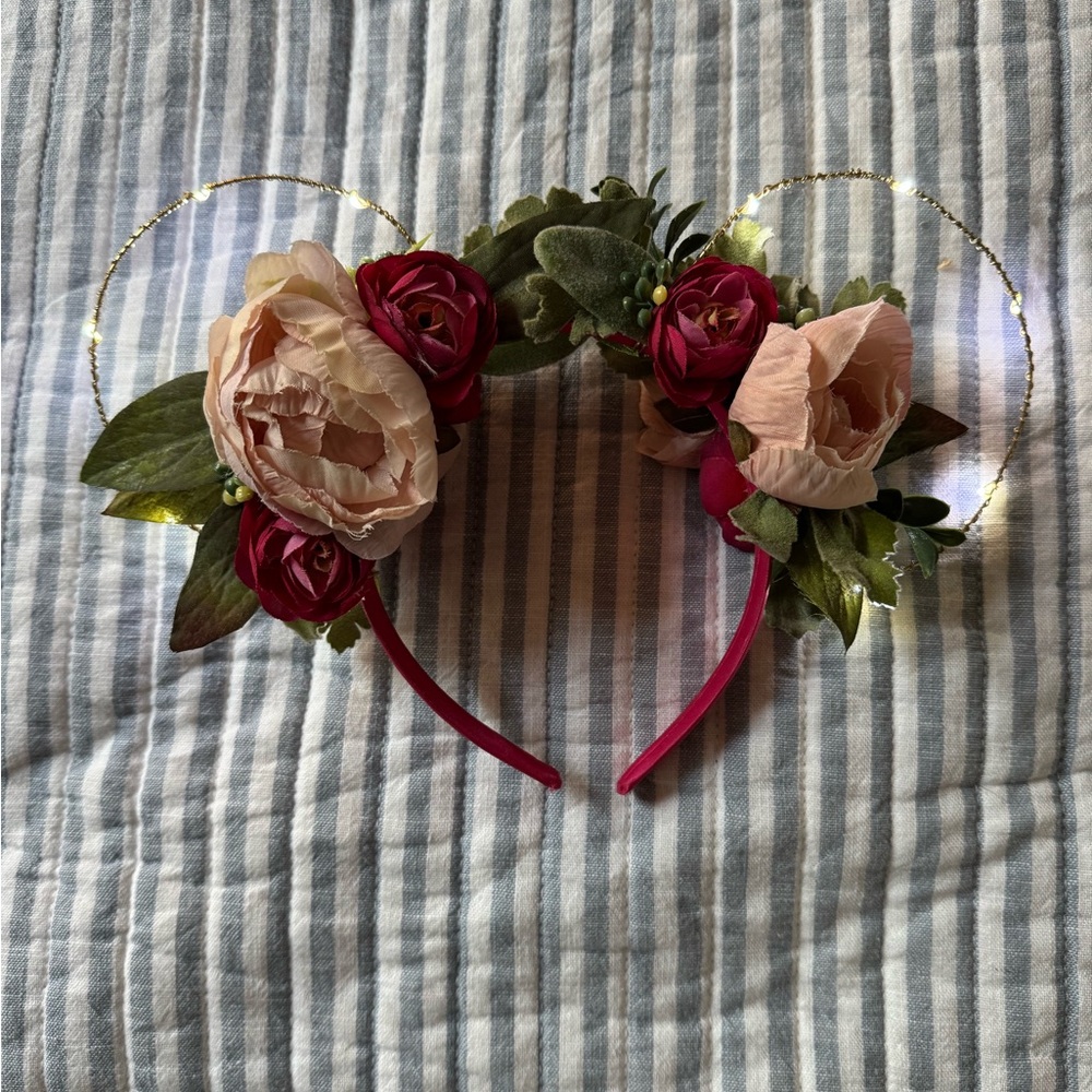 Handmade Light Up Floral Wire Minnie Mouse Ears